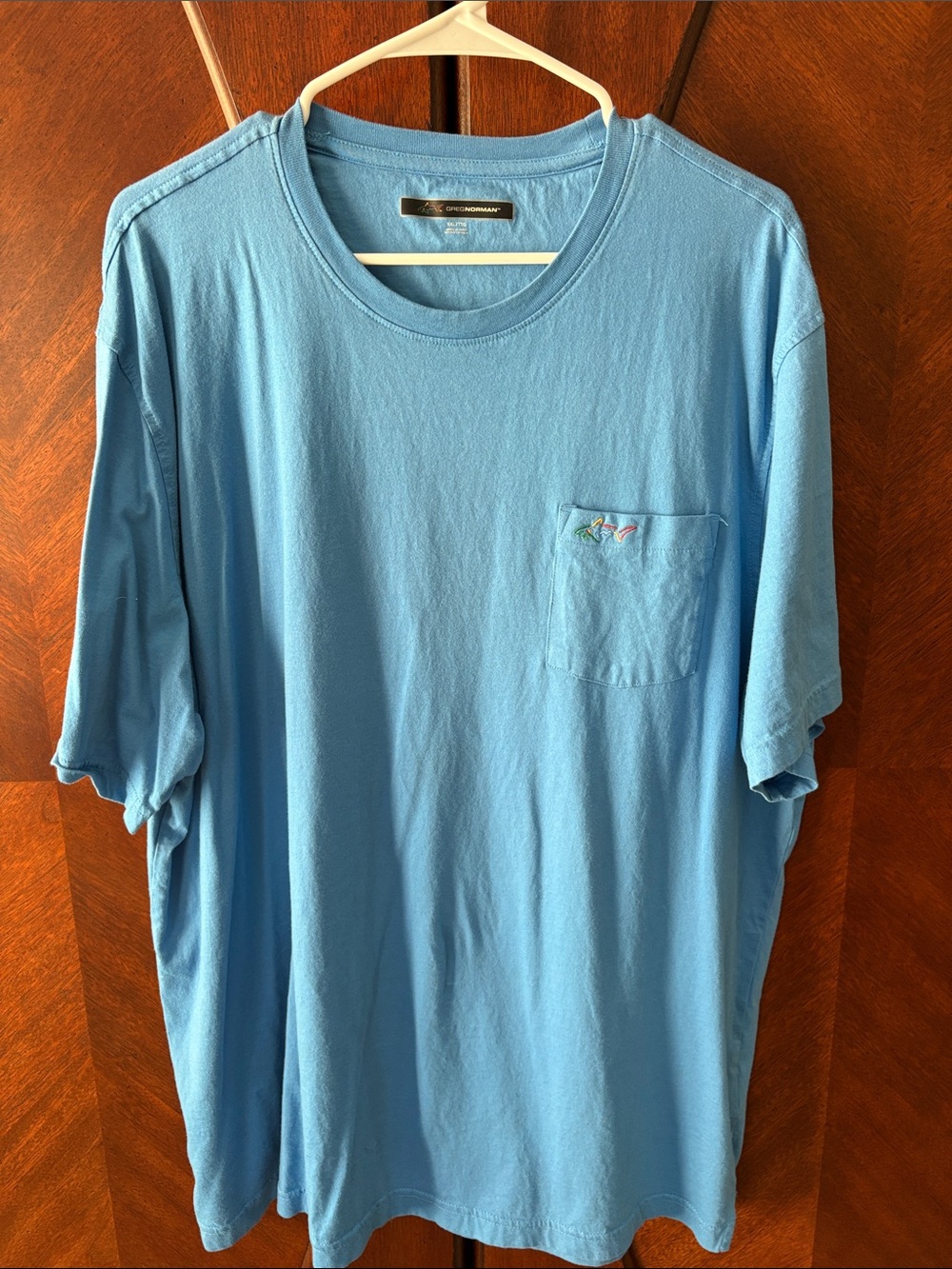 Greg Norman Collection Light Blue Short Sleeve Pocket Tee